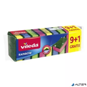 Mosogatószivacs, 9+1 db, VILEDA "Rainbow"