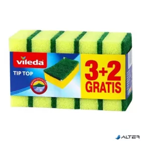 Mosogatószivacs, 3+2 db, VILEDA "Tip Top", sárga