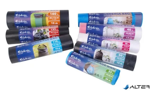 Szemeteszsák, 160 l, 10 db, 80x110 cm, VICTORIA FACILITY