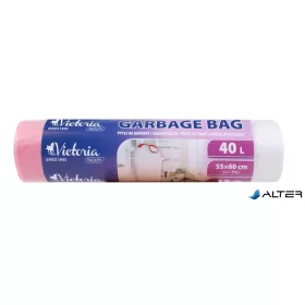   Szemeteszsák, zárószalagos, 40 l, 15 db, 55x60 cm, VICTORIA FACILITY