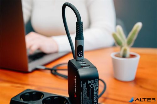 USB kábel, USB-C - USB-C, 1,2 m, 100W, teljesítménykijelzővel, VERBATIM