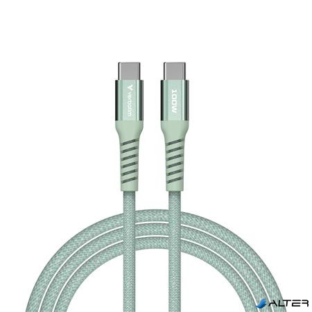 USB kábel, USB-C - USB-C, 1,2 m, 100W, mágneses, VERBATIM, zöld