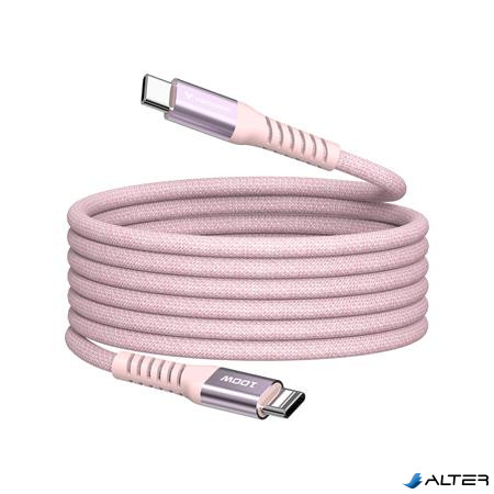 USB kábel, USB-C - USB-C, 1,2 m, 100W, mágneses, VERBATIM, rózsaszín