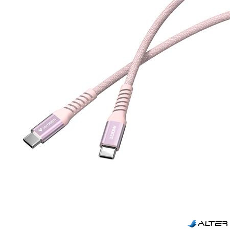 USB kábel, USB-C - USB-C, 1,2 m, 100W, mágneses, VERBATIM, rózsaszín