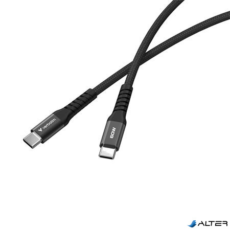 USB kábel, USB-C - USB-C, 1,2 m, 60W, mágneses, VERBATIM, fekete