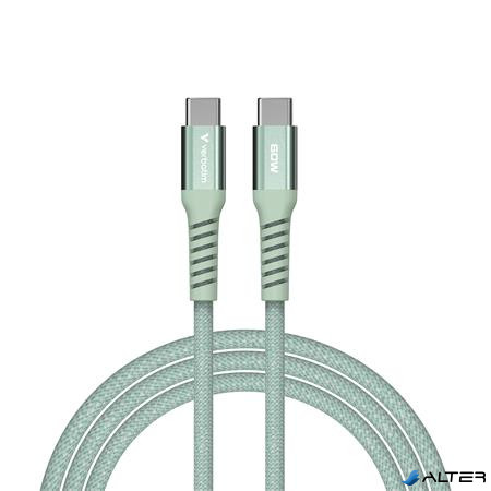 USB kábel, USB-C - USB-C, 1,2 m, 60W, mágneses, VERBATIM, zöld