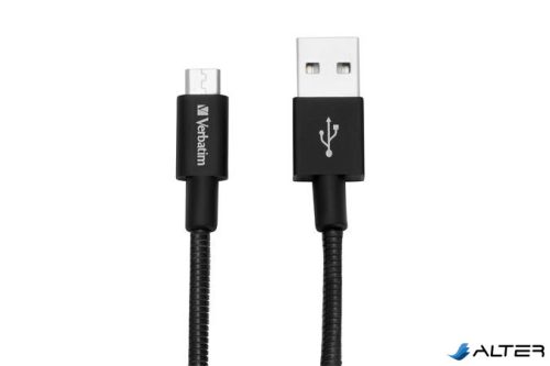 USB kábel, USB - micro USB, 0,3 m, VERBATIM, fekete