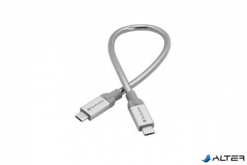 USB kábel, USB-C 3.1 - USB-C, 30 cm, VERBATIM, ezüst