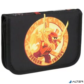   Tolltartó, klapnis, cipzáras, töltött, LEGO "Ninjago Dragon Energy", fekete-mintás