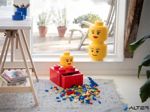 Tárolódoboz, fiókos, LEGO "Brick", piros