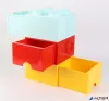 Tárolódoboz, fiókos, LEGO "Brick", sárga