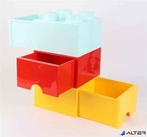 Tárolódoboz, fiókos, LEGO "Brick", sárga