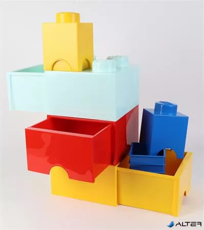 Tárolódoboz, fiókos, LEGO "Brick", vízkék