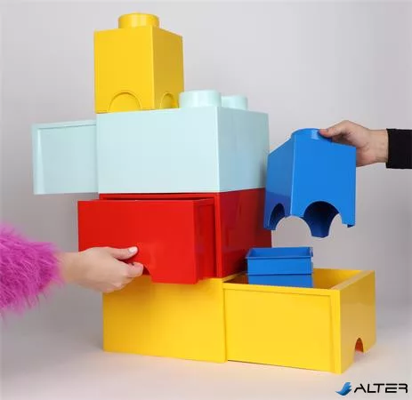 Tárolódoboz, fiókos, LEGO "Brick", vízkék