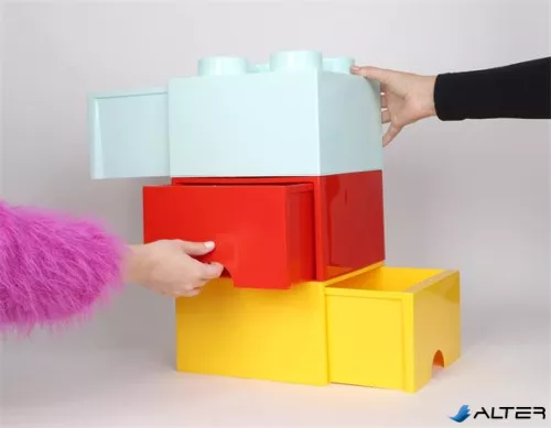 Tárolódoboz, fiókos, LEGO "Brick", vízkék