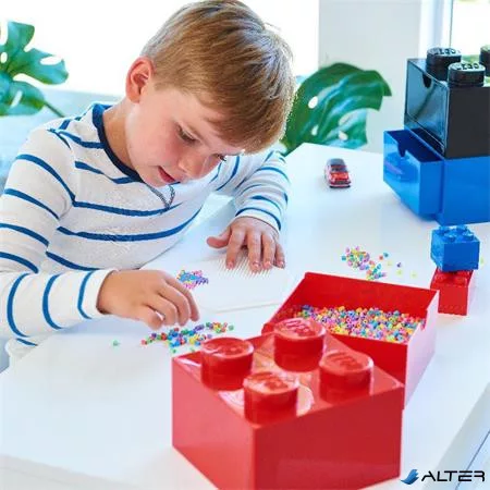 Tárolódoboz íróasztalra, fiókos, LEGO "Brick 2x2", kék