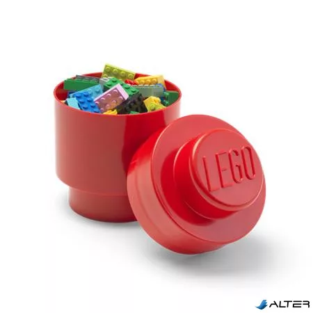Tárolódoboz, henger, LEGO, piros