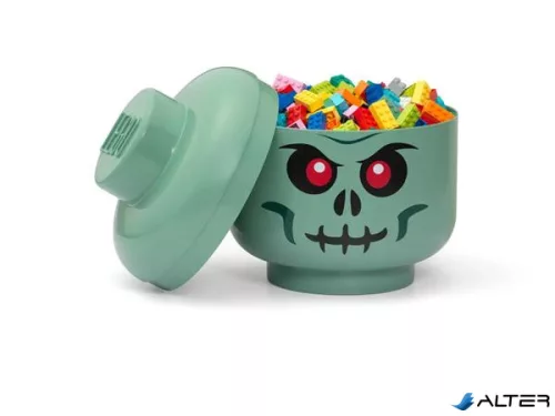 Tárolódoboz, fej, kicsi, LEGO, Green Skeleton