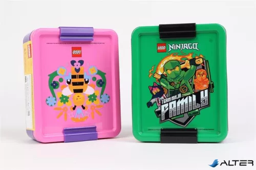 Uzsonnás doboz, LEGO "Bee", lila-rózsaszín-mintás