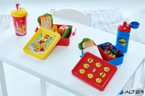 Uzsonnás doboz, LEGO "Iconic Girl", piros-sárga-mintás