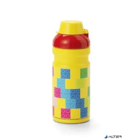 Kulacs, 390 ml, LEGO "Brick", sárga-piros-mintás
