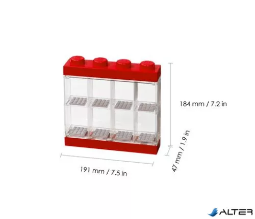 Gyűjtődoboz, minifiguráknak, 8 rekesz, LEGO, piros