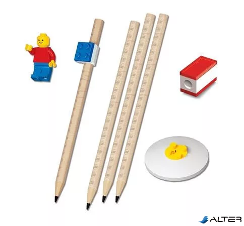 Grafitceruza szett, HB, hegyezővel, radírral, mini figurával, LEGO