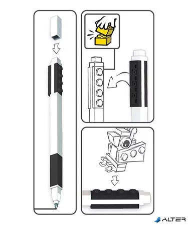 Zseléstoll, 0,7 mm, kupakos, mini figurával, LEGO, fekete
