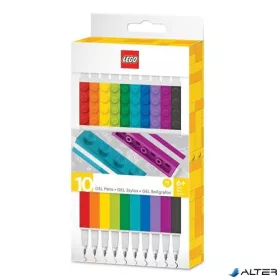   Zseléstoll készlet, 0,7 mm, kupakos, LEGO, 10 különböző szín