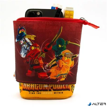 Tolltartó, cipzáras, pop-up, LEGO "Ninjago Dragon Power", piros-sárga-mintás