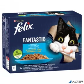  Macskaeledel, 12x85 g, FELIX 'Fantastic', halas válogatás
