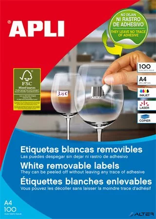 Etikett, univerzális, 105x148 mm, eltávolítható, APLI, 400 etikett/csomag