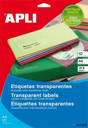 Etikett, 48,5x25,4 mm, poliészter, kerekített sarkú, APLI, átlátszó, 440 etikett/csomag