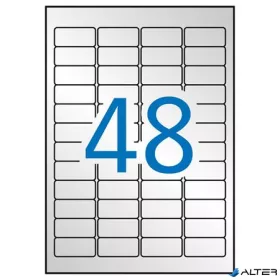   Etikett, 45,7x21,2 mm, poliészter, időjárásálló, kerekített sarkú, APLI, ezüst, 960 etikett/csomag