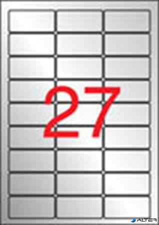 Etikett, 63,5x29,6 mm, poliészter, időjárásálló, kerekített sarkú, APLI, ezüst, 540 etikett/csomag