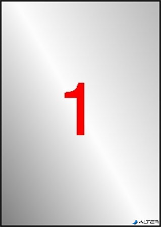 Etikett, 210x297 mm, poliészter, időjárásálló, APLI, ezüst, 20 etikett/csomag