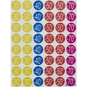   Etikett, árengedmény, 24 mm, kör, színes, APLI, 240 etikett/csomag, -20-50%