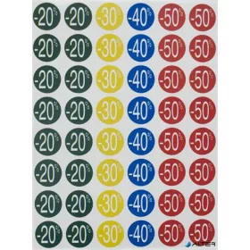   Etikett, árengedmény, 24 mm, kör, színes, APLI, 240 etikett/csomag, -30-70%