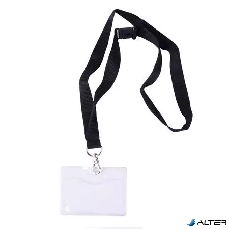 Azonosítókártya tartó, nyakba akasztható, biztonsági csattal, 90x56 mm, APLI