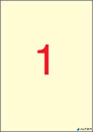 Etikett, 210x297 mm, színes, APLI, krémszínű, 20 etikett/csomag