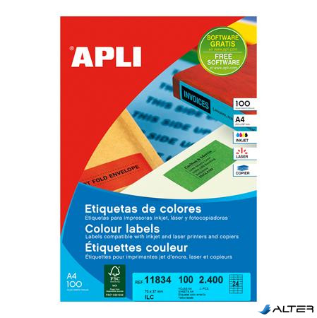 Etikett, 70x37 mm, színes, APLI, sárga, 2400 etikett/csomag