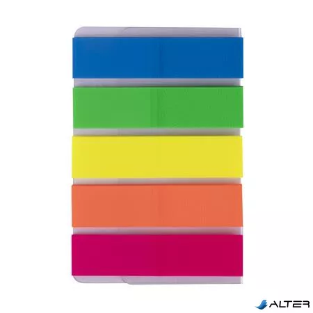 Jelölőcímke, műanyag, 5x25 lap, 12x45 mm, APLI, 5 szín