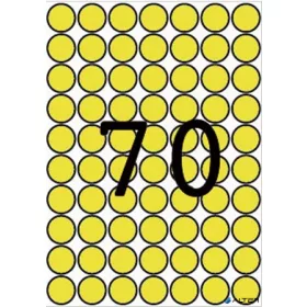   Etikett, 19 mm kör, színes, A5 hordozón, APLI, sárga, 560 etikett/csomag