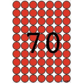   Etikett, 19 mm kör, színes, A5 hordozón, APLI, piros, 560 etikett/csomag
