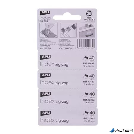 Jelölőcímke, 'Z', műanyag, 4x40 lap, 12x45 mm, APLI, 4 fluoreszkáló szín