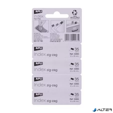 Jelölőcímke, 'Z', műanyag, 4x35 lap, 12x45 mm, APLI, 4 szín