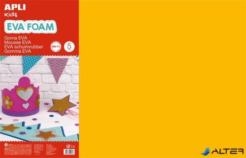 Moosgumi, 400x600 mm, APLI Kids "Eva Sheets", narancssárga