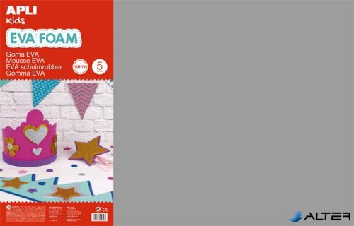 Moosgumi, 400x600 mm, APLI Kids 'Eva Sheets', szürke