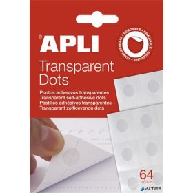   Ragasztókorong, eltávolítható, APLI "Transparent Dots", átlátszó