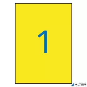   Etikett, 210x297 mm, poliészter, időjárásálló, APLI, sárga, 20 etikett/csomag